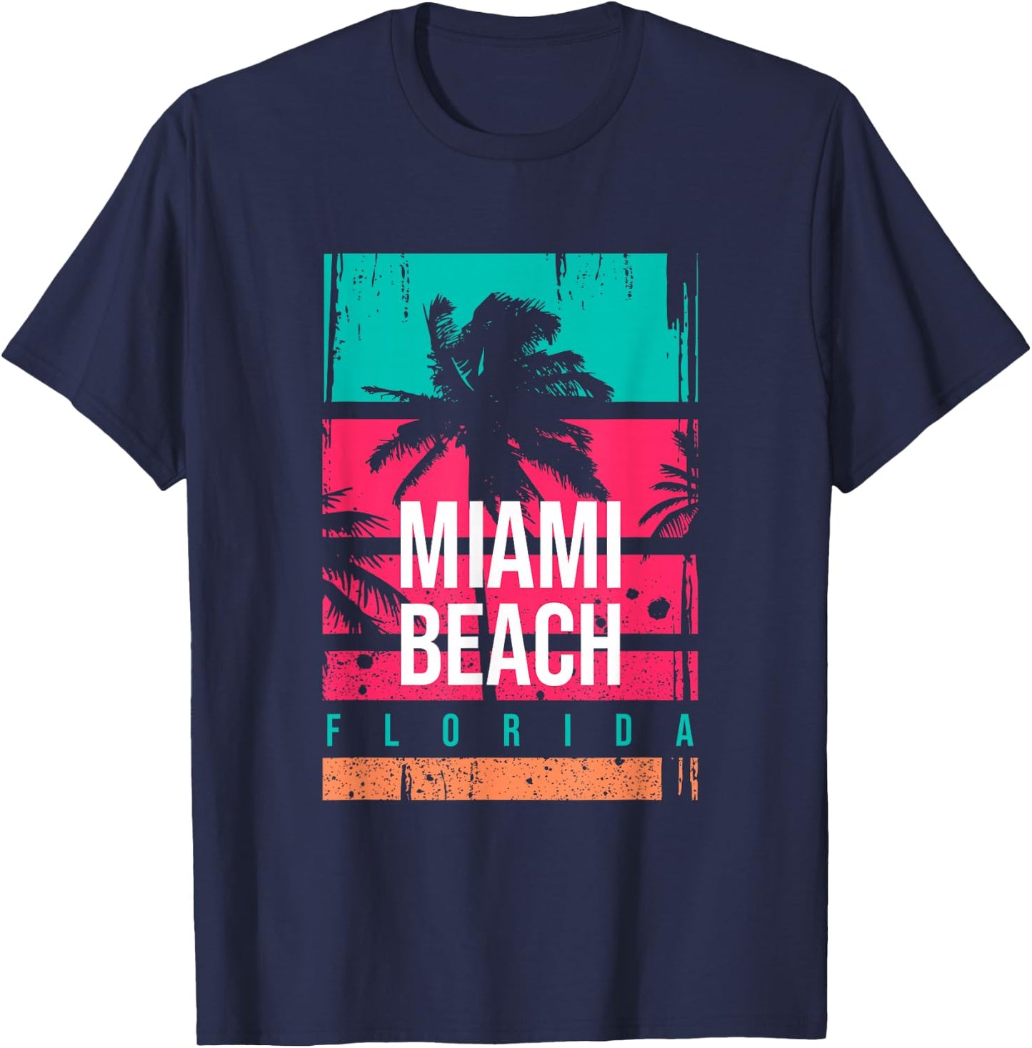 Miami Beach shirts, Miami Outfit Graphic Design Fashion T-Shirt - T-Shirt | Navy