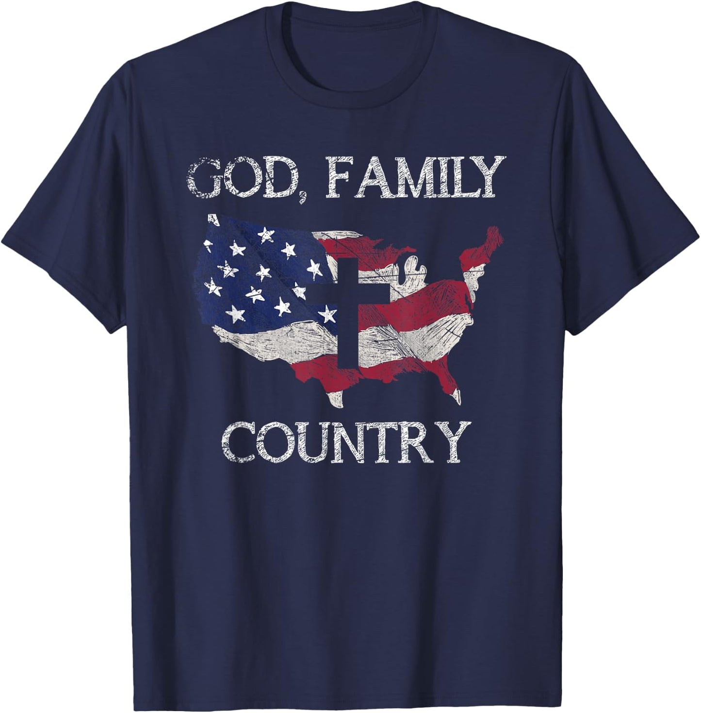 Prayer Christian Gifts & God Family Country Cross Christian Gift USA Prayer T-Shirt - T-Shirt | Navy
