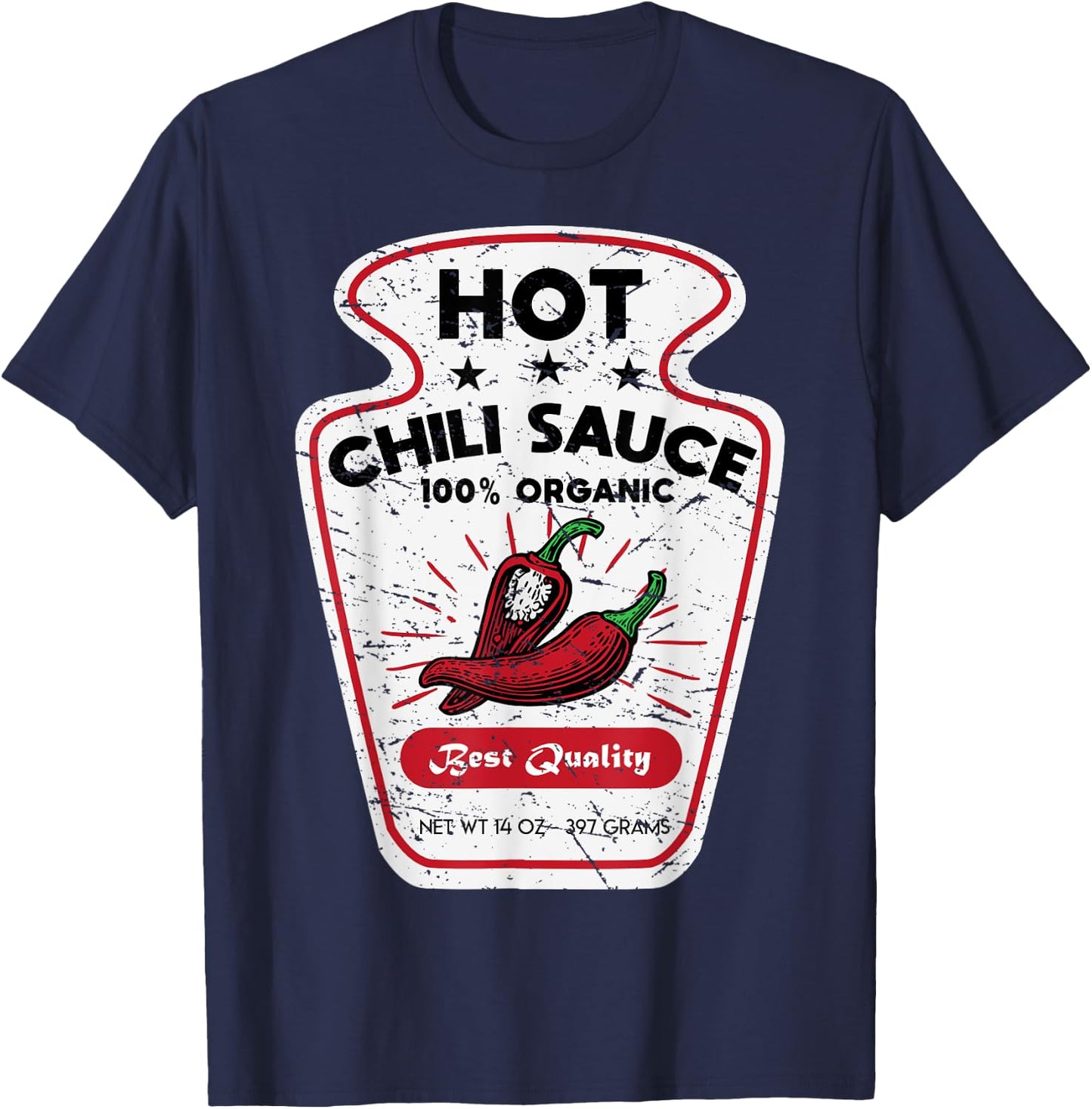 Vintage Spicy Chili Hot Sauce Costume Funny Halloween Gifts T-Shirt - T-Shirt | Navy