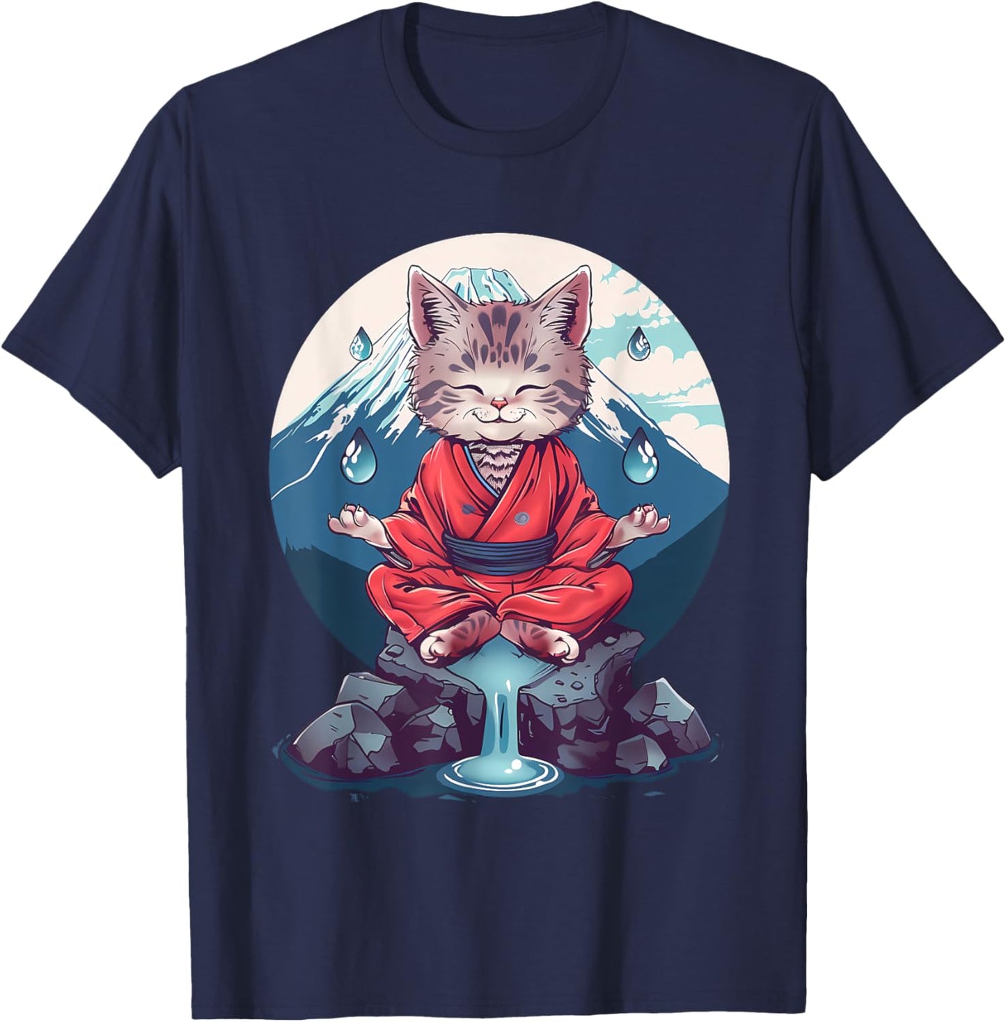 Meditation Cat Yoga Mountain Hindu Buddhist Zen Buddha Men Women Kids T-Shirt - T-Shirt | Navy
