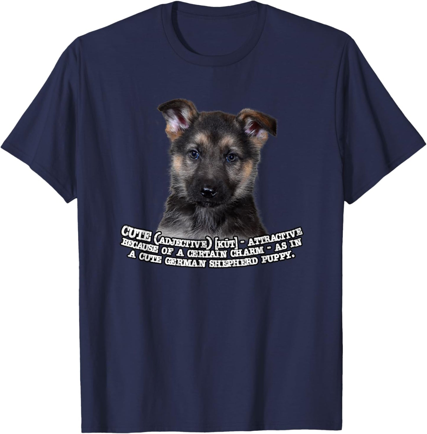 Kitana German Shepherd Puppy The Definition of Cute , Small, Black T-Shirt - T-Shirt | Navy