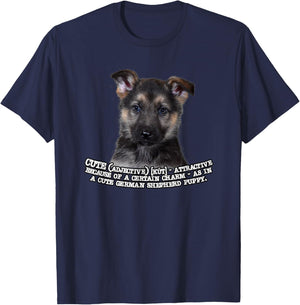 Kitana German Shepherd Puppy The Definition of Cute , Small, Black T-Shirt - T-Shirt | Navy