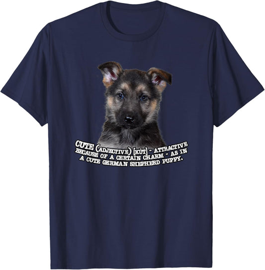 Kitana German Shepherd Puppy The Definition of Cute , Small, Black T-Shirt - T-Shirt | Navy