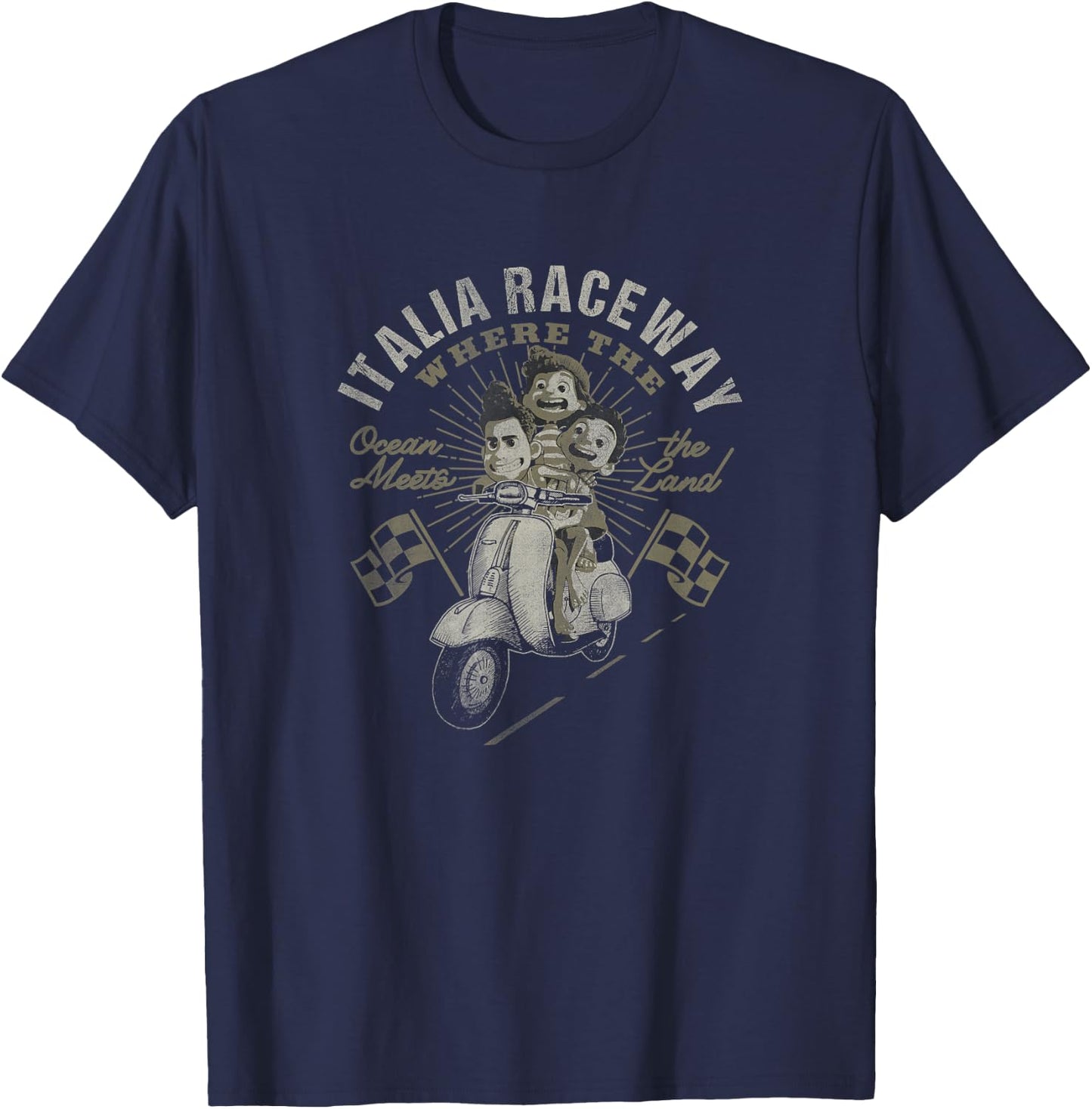 Disney Pixar Luca Italia Raceway Where Ocean Meets Land Small T-Shirt - T-Shirt | Navy