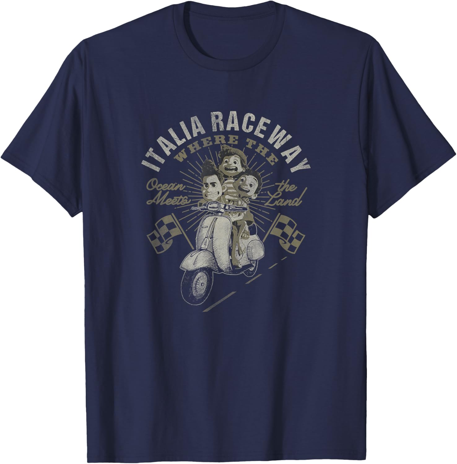 Disney Pixar Luca Italia Raceway Where Ocean Meets Land Small T-Shirt - T-Shirt | Navy