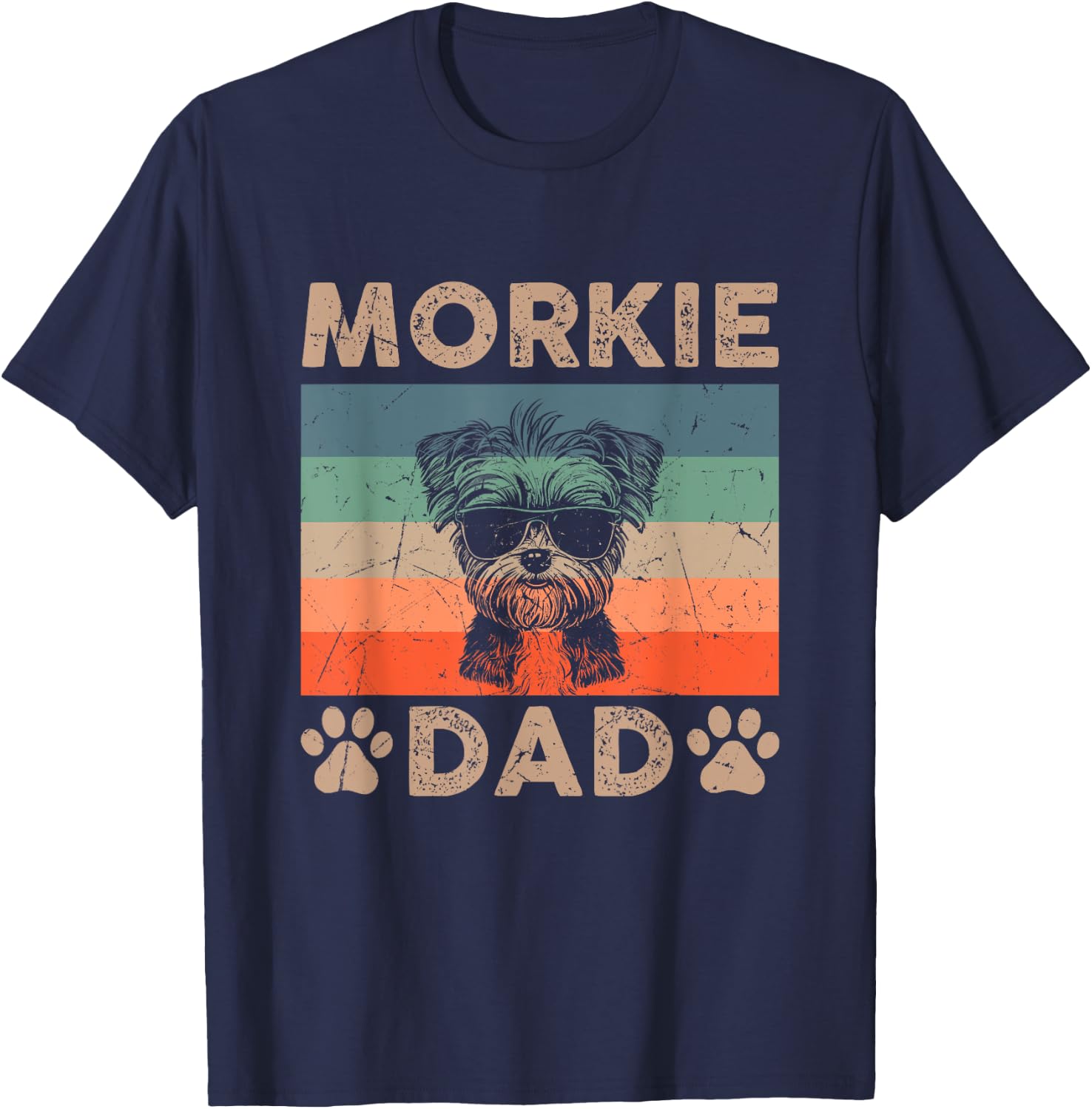 Vintage Morkie Dad Gifts Funny Dog Dad Lover Father's Day Women Kids T-Shirt - T-Shirt | Navy