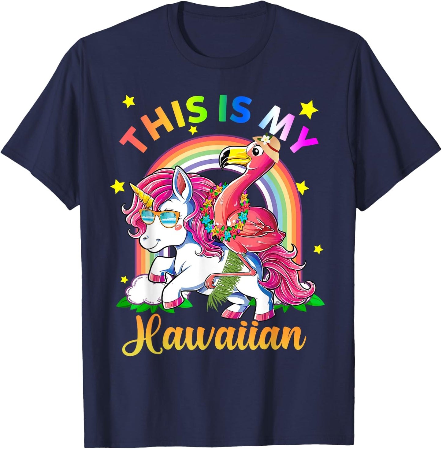 Unicorn Summer Beach Vacation This Is My Hawaiian Men Women Girls Kids T-Shirt - T-Shirt | Navy
