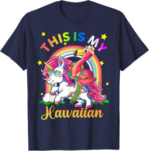 Unicorn Summer Beach Vacation This Is My Hawaiian Men Women Girls Kids T-Shirt - T-Shirt | Navy