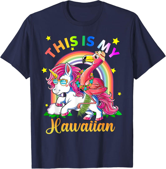 Unicorn Summer Beach Vacation This Is My Hawaiian Men Women Girls Kids T-Shirt - T-Shirt | Navy