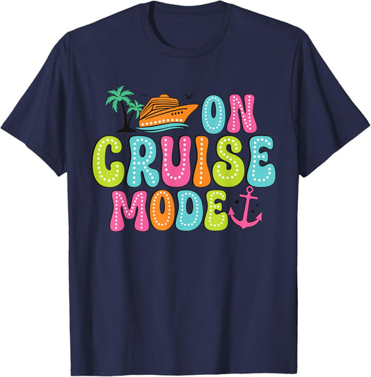 On Cruise mode2025 Ship Vacation Trip Family Cruise Matching T-Shirt - T-Shirt | Navy
