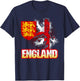 England English Flag Coat Of Arms Football Lion British T-Shirt - T-Shirt | Navy