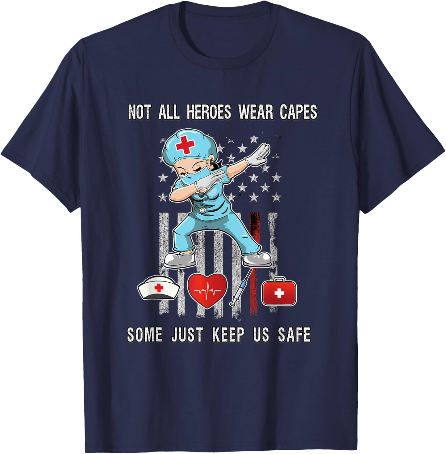 Not All Heroes Wear Capes Some Just Scrubs Wear Nurse EMT T-Shirt - T-Shirt | Navy