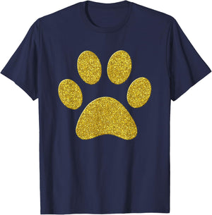 Footprint Paw Dog Golden Animal Vintage Symbol T-Shirt - T-Shirt | Navy