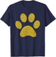 Footprint Paw Dog Golden Animal Vintage Symbol T-Shirt - T-Shirt | Navy