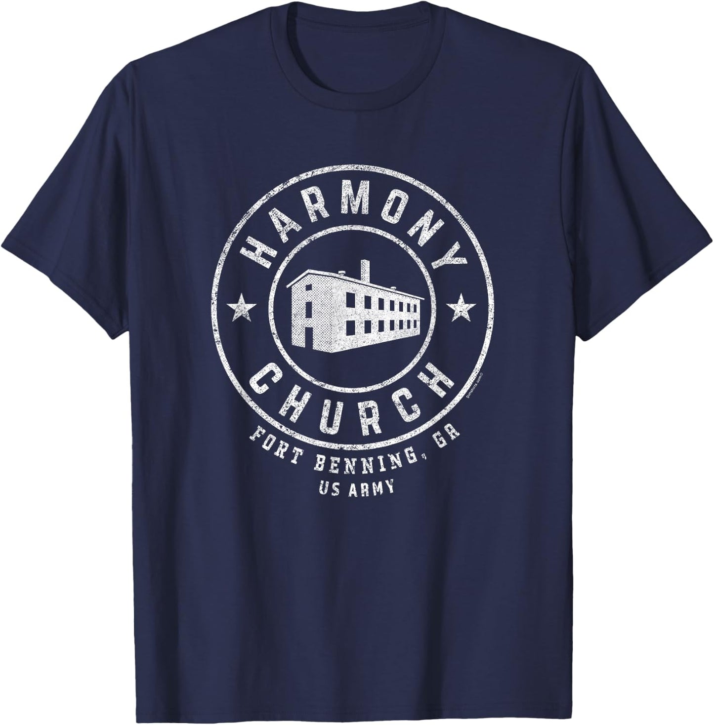 GS Military Designs - Harmony Church - Fort Benning, GA Retro - Black - Small - -Adults - Military Personnel, Veterans, Fort Benning Alumni, Adults with Military History Interest T-Shirt - T-Shirt | Navy