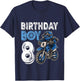 Motocross MX 8th Gift 8 Year Old Dirt Bike Birthday Party T-Shirt - T-Shirt | Navy