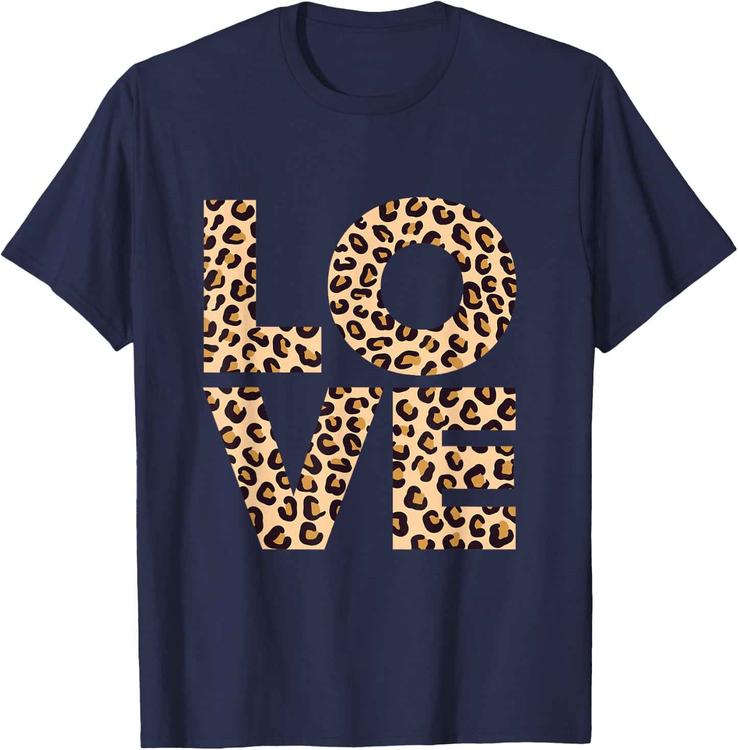 Leopard Print Love Heart gift | Cool Leopard gift T-Shirt - T-Shirt | Navy