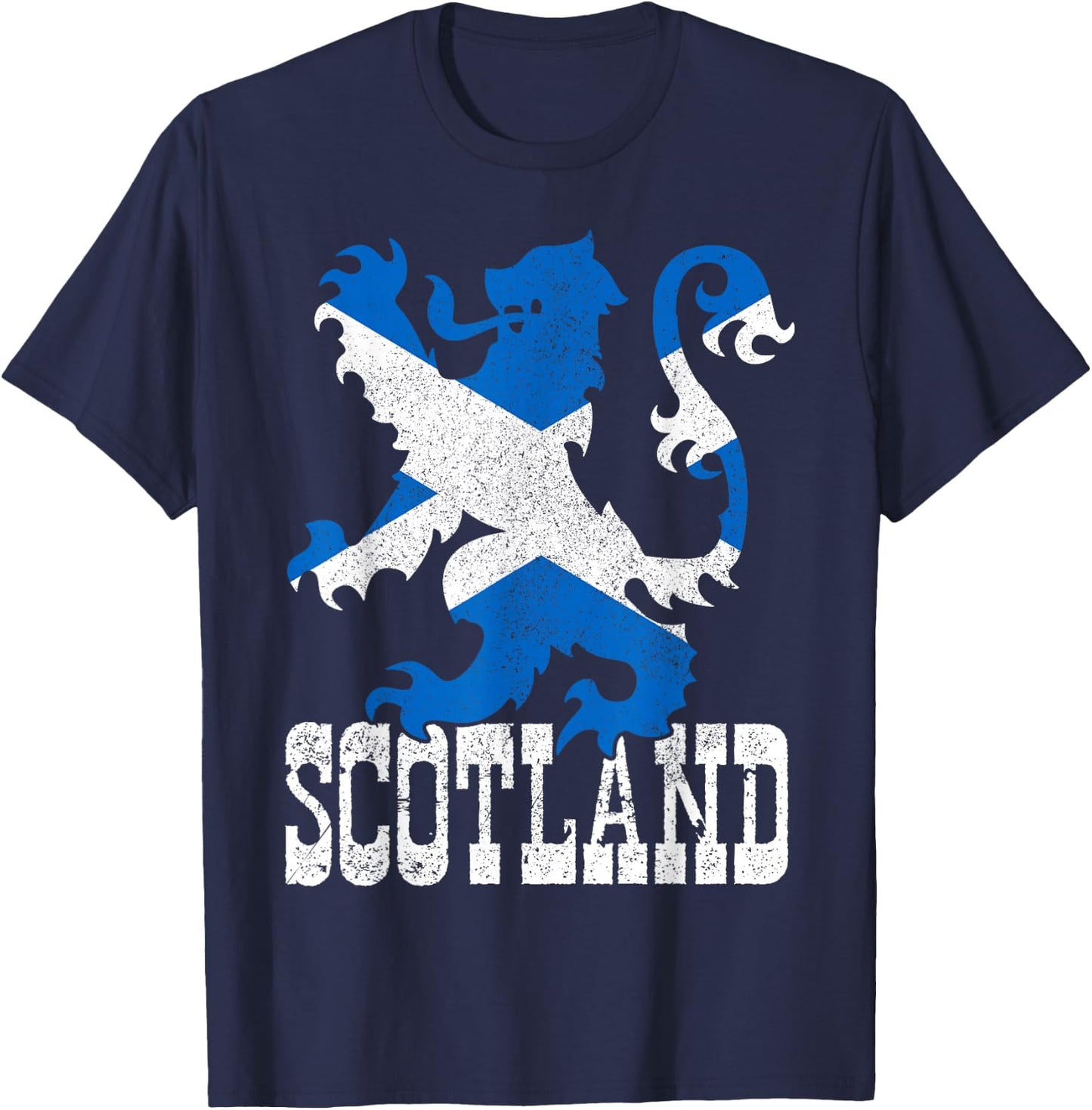 Scotland Flag Vintage Crest Lion Scottish Gift T-Shirt - T-Shirt | Navy