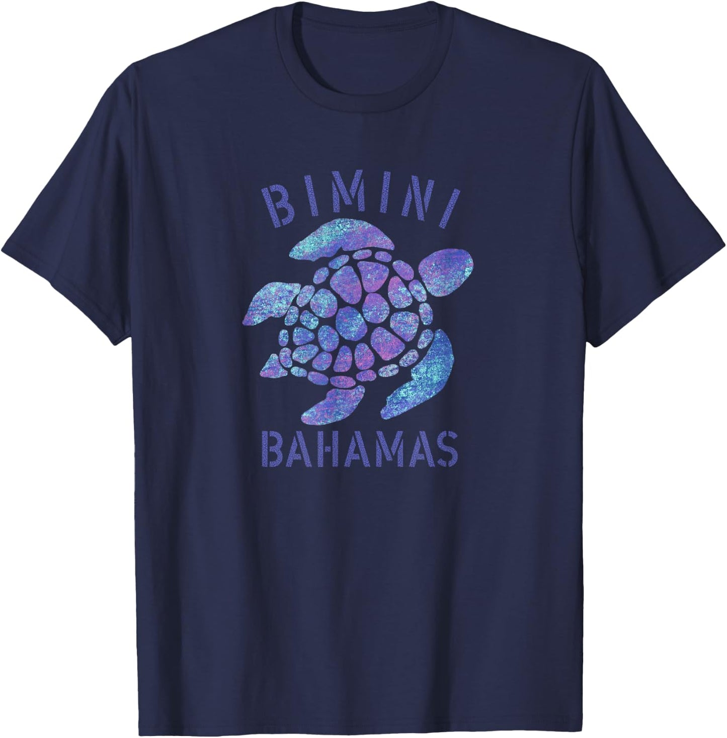 Bimini, Bahamas Beach Design / Souvenir Illustration T-Shirt - T-Shirt | Navy