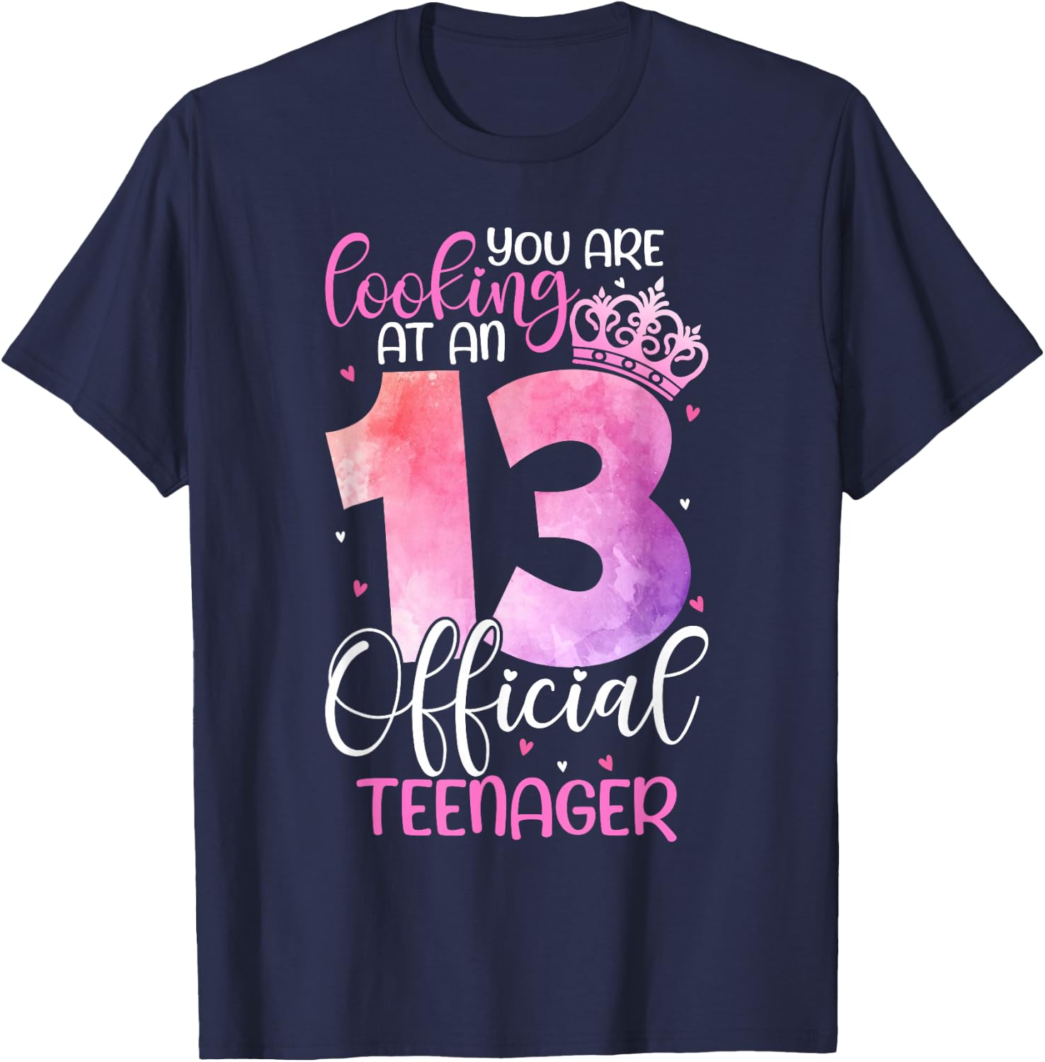 13th Birthday Girls 13 Years Cute Official Teenager Birthday T-Shirt - T-Shirt | Navy