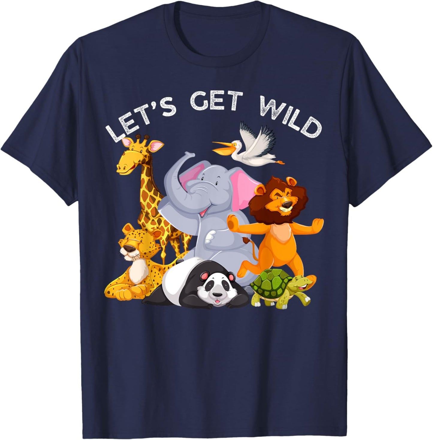 Zoo Animals Wildlife Birthday Party Let's Get Wild Safari T-Shirt - T-Shirt | Navy