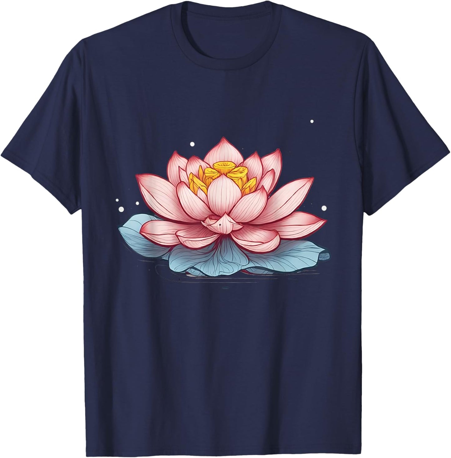 Lotus Design Men Flower Graphic T-Shirt - T-Shirt | Navy