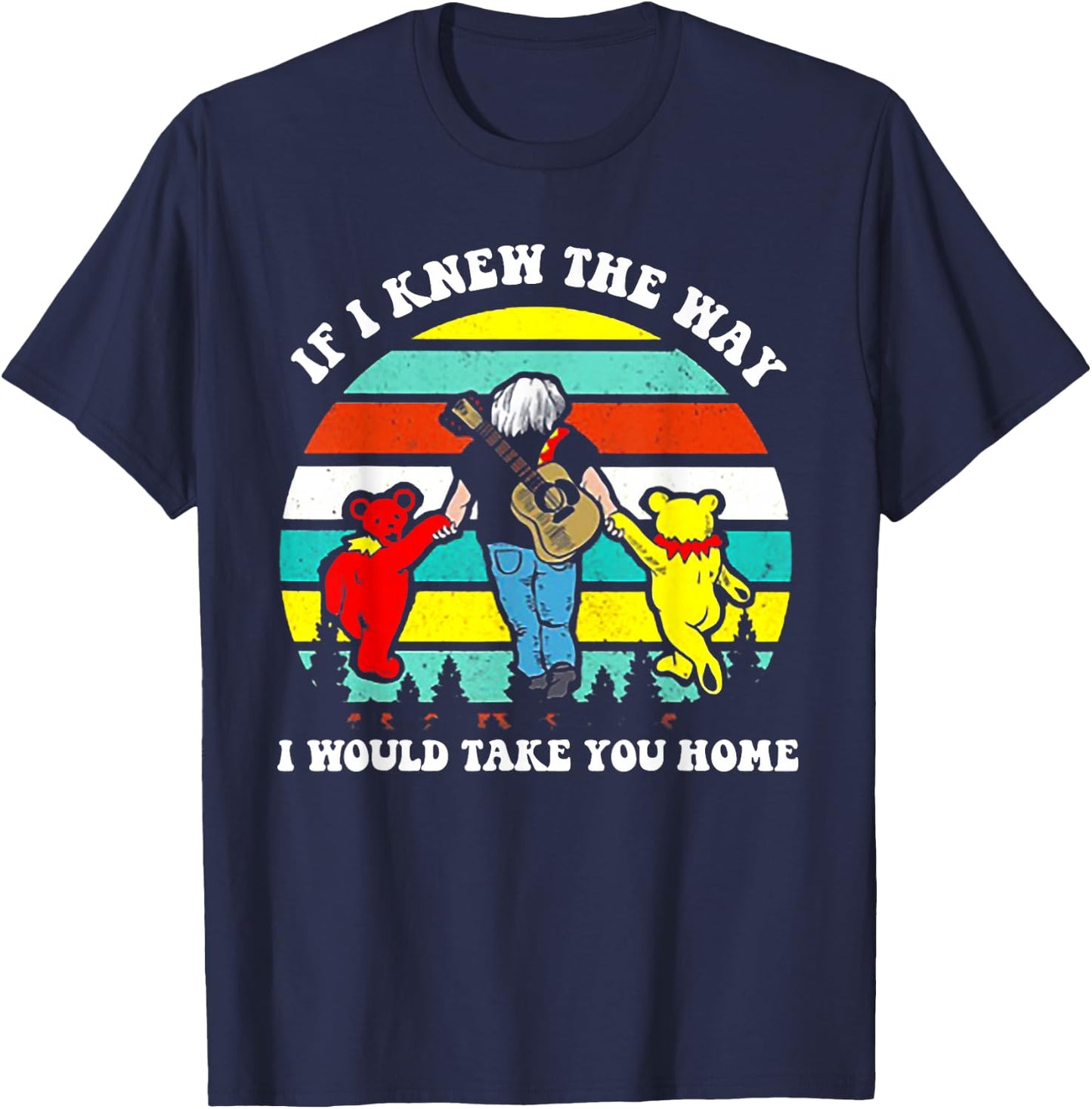 If I Knew The Way I Would Take You Home Retro Vintage Sunset T-Shirt - T-Shirt | Navy