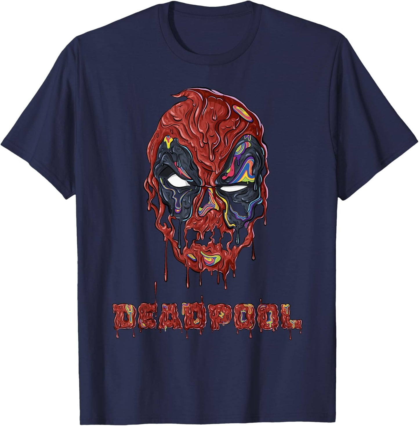 Marvel Deadpool Melting Mask Portrait T-Shirt - T-Shirt | Navy