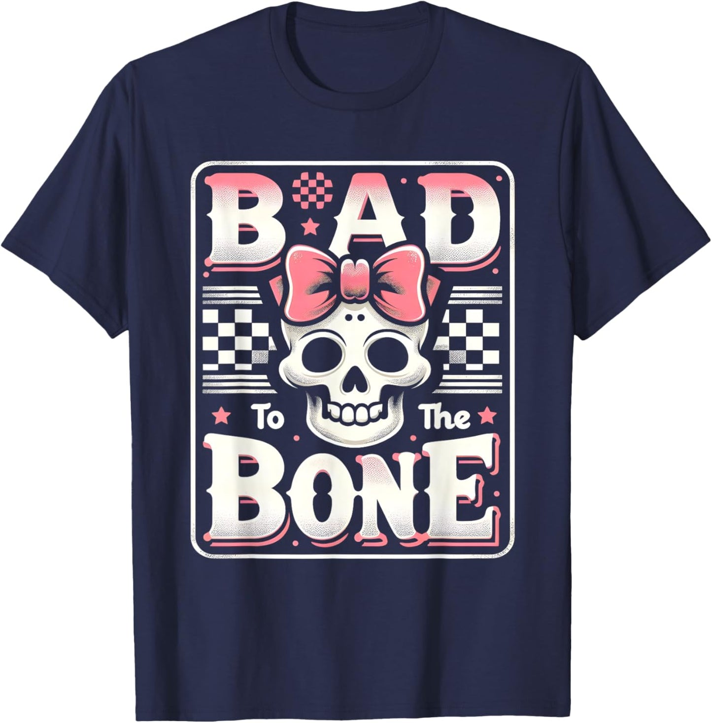 Bad To The Bone Skeleton Halloween TWO Birthday Toddler Kids T-Shirt - T-Shirt | Navy