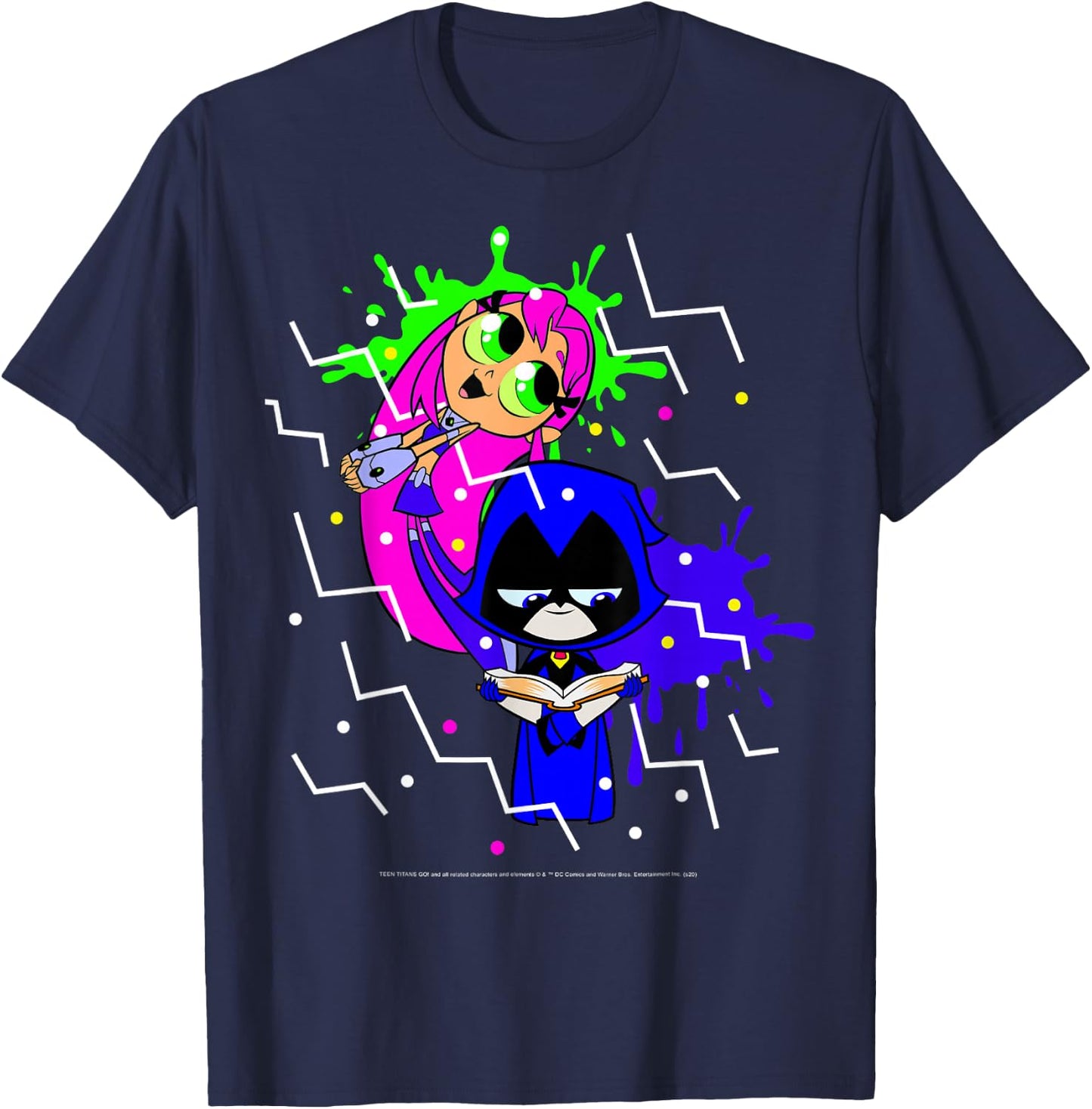 DC Comics Teen Titans Go! Raven & Starfire Paint Splatter T-Shirt - T-Shirt | Navy