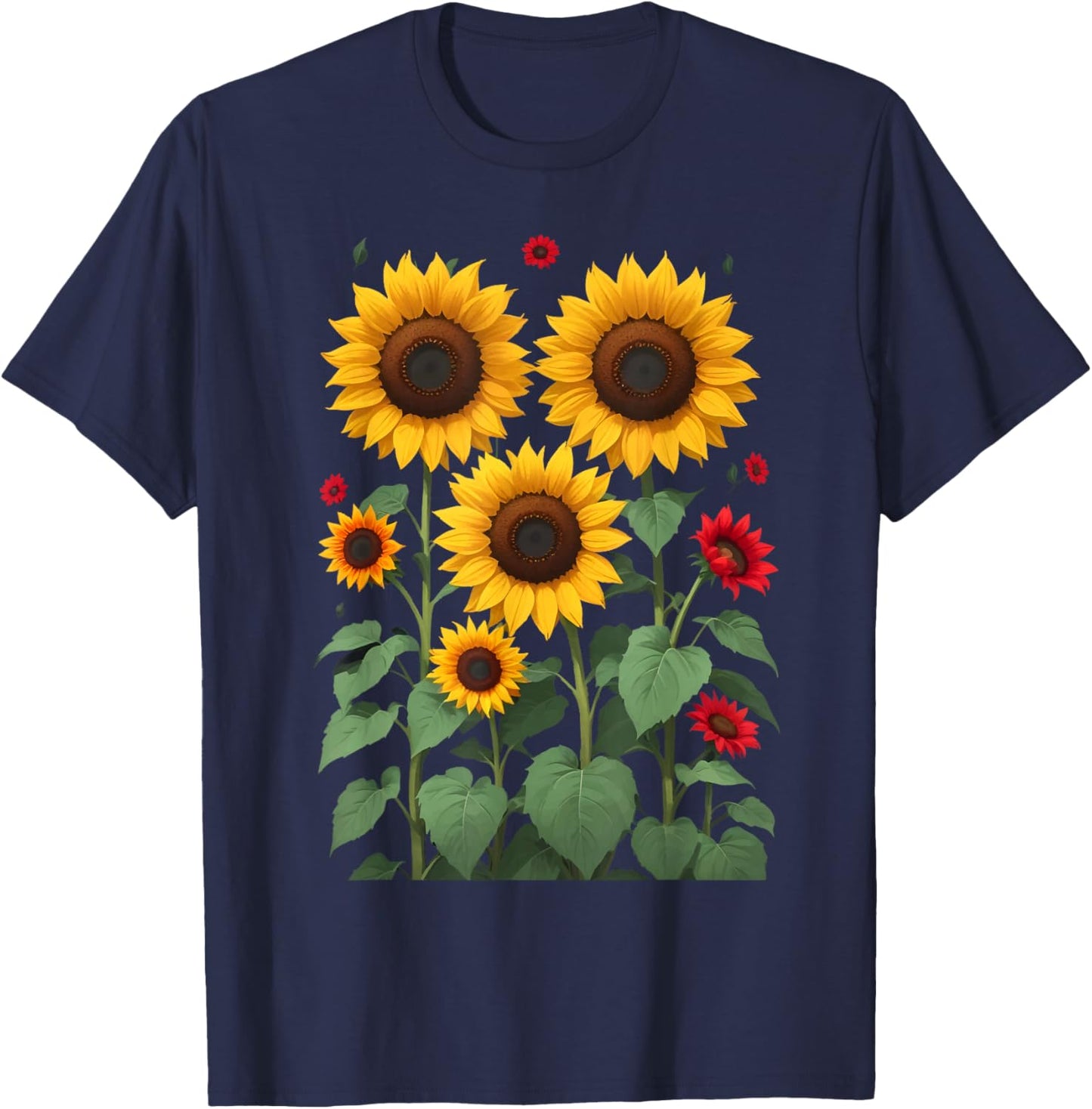 Sunflower Wildflower Vintage Botanical Plant Gardening T-Shirt - T-Shirt | Navy
