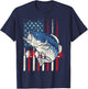 Bass Fish US American Flag Patriotic Fishing Fisherman Gift T-Shirt - T-Shirt | Navy