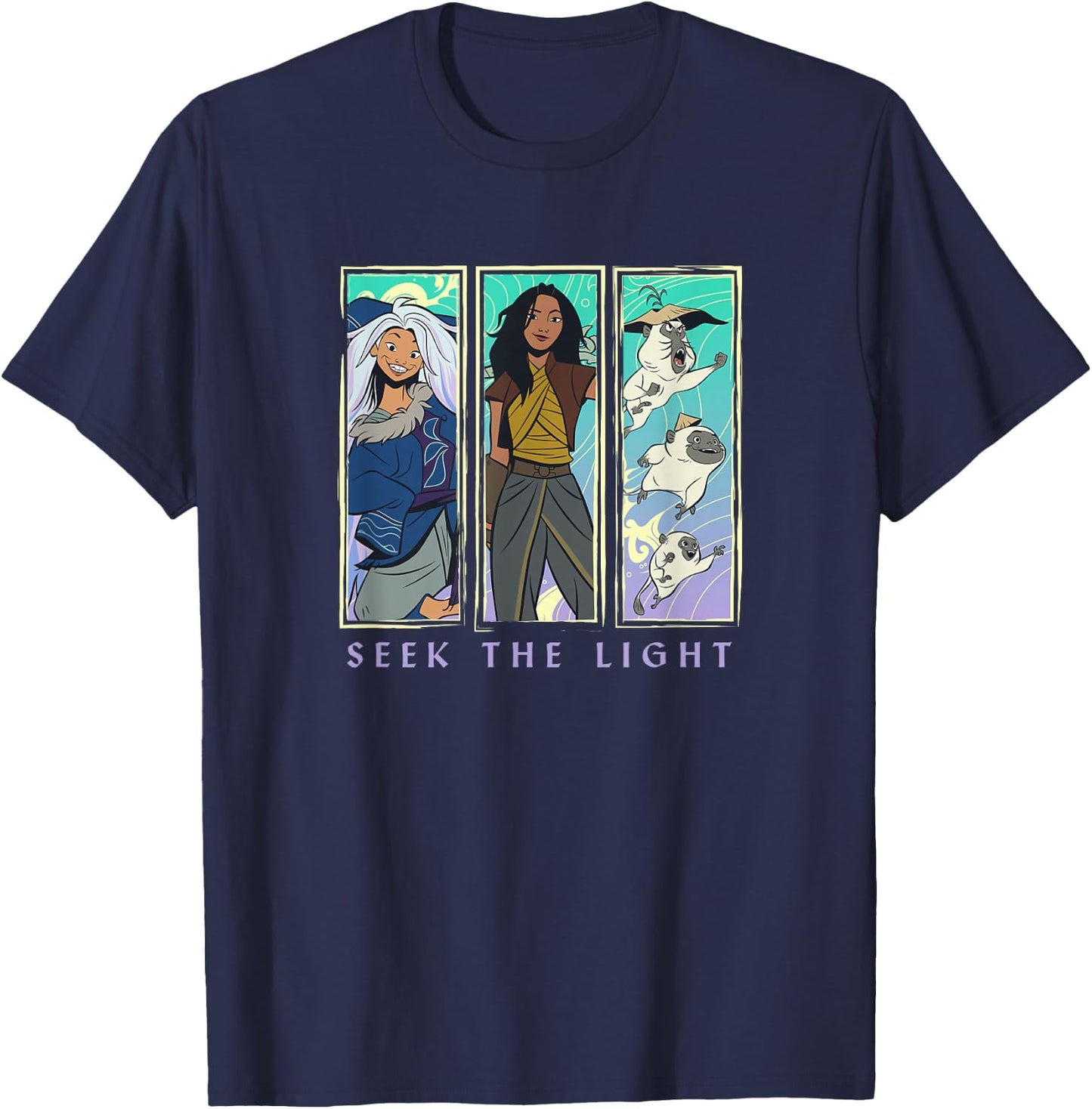 Disney Raya And The Last Dragon Seek The Light Panels T-Shirt - T-Shirt | Navy