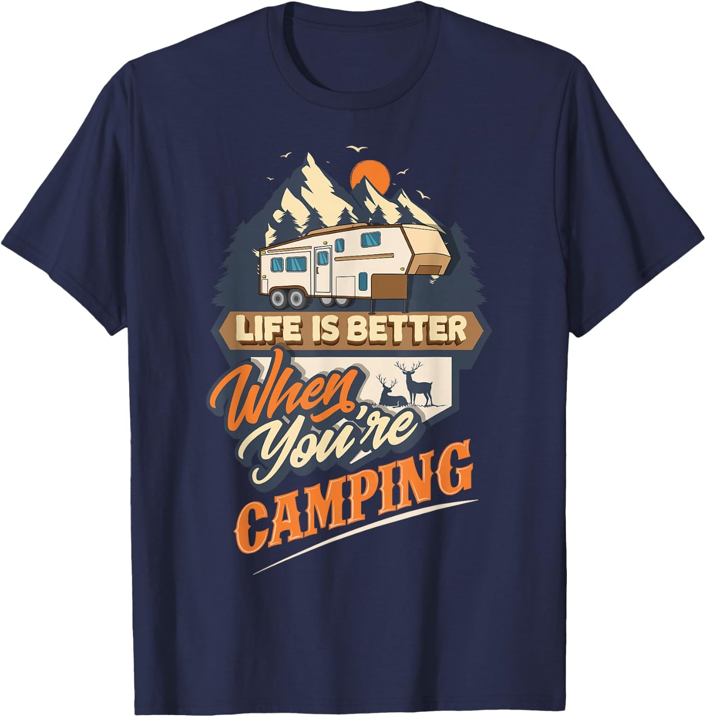 5th Wheel RV Camping T-Shirt - T-Shirt | Navy