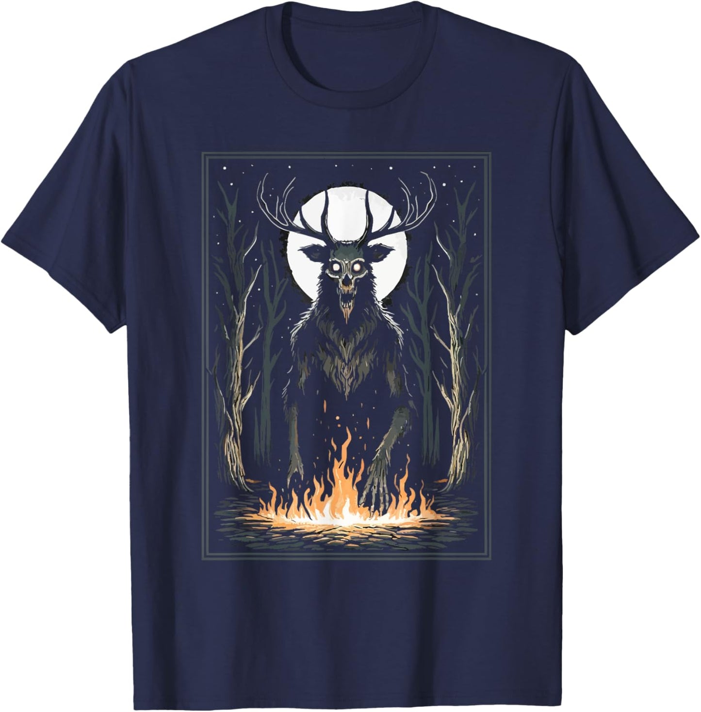 Wendigo Monster Legendary Creature Cryptozoology Cryptid T-Shirt - T-Shirt | Navy