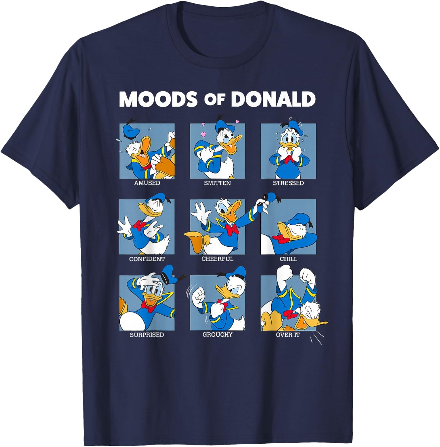 Disney Mickey And Friends Moods Of Donald Duck Short Sleeve T-Shirt - T-Shirt | Navy