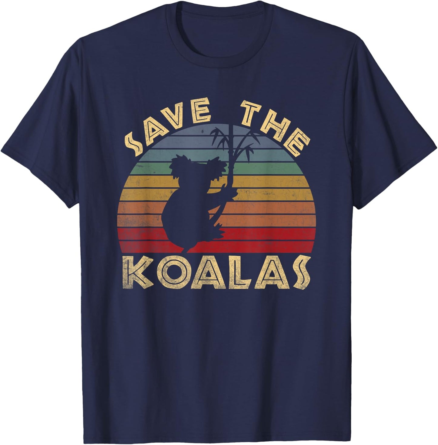 Save the Koalas Vintage Retro Sunset - Koala Lovers Gift T-Shirt - T-Shirt | Navy