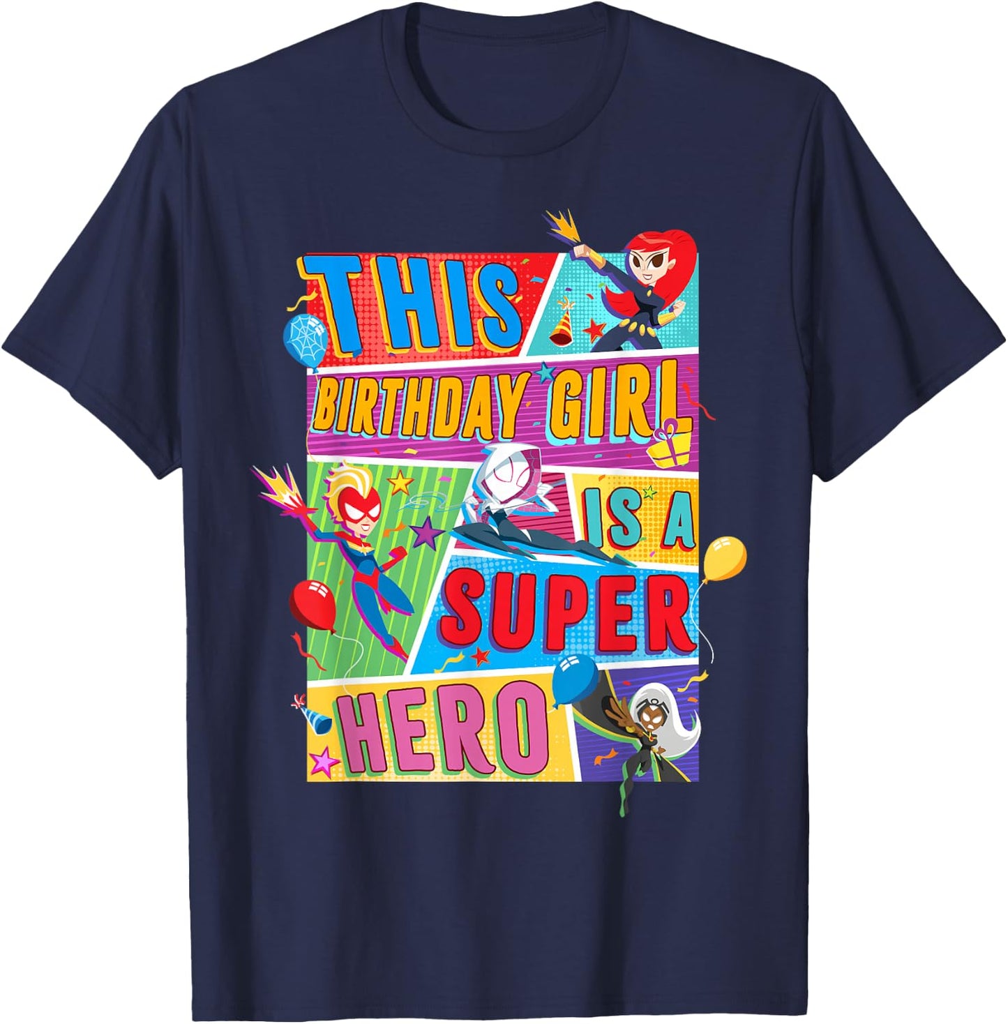 Marvel Avengers This Birthday Girl Is A Super Hero T-Shirt - T-Shirt | Navy