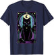 Tarot Card Crescent Moon Black Cat Lover Tarot Cat Vintage T-Shirt - T-Shirt | Navy
