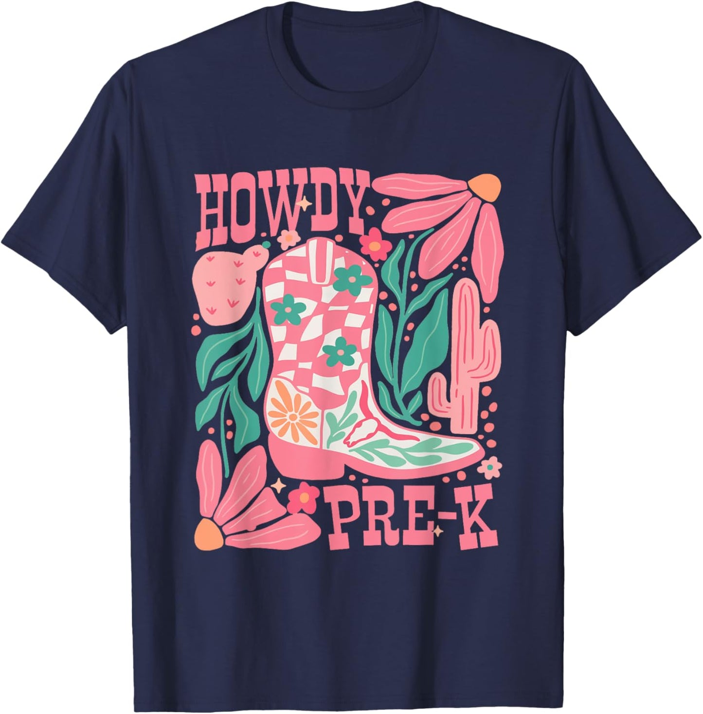 Howdy Prek Teacher Western Pre-K Grade Team Cowboy Cowgirl T-Shirt - T-Shirt | Navy