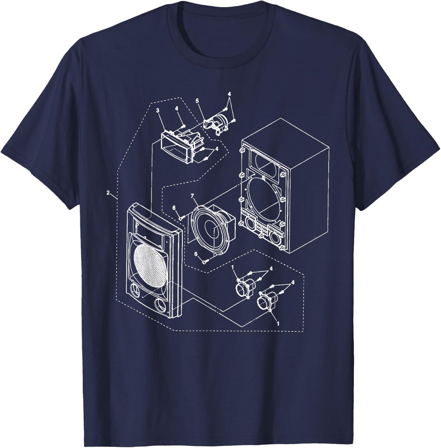 Vintage Blueprint - Speaker Audio Loudspeaker Retro Chart T-Shirt - T-Shirt | Navy