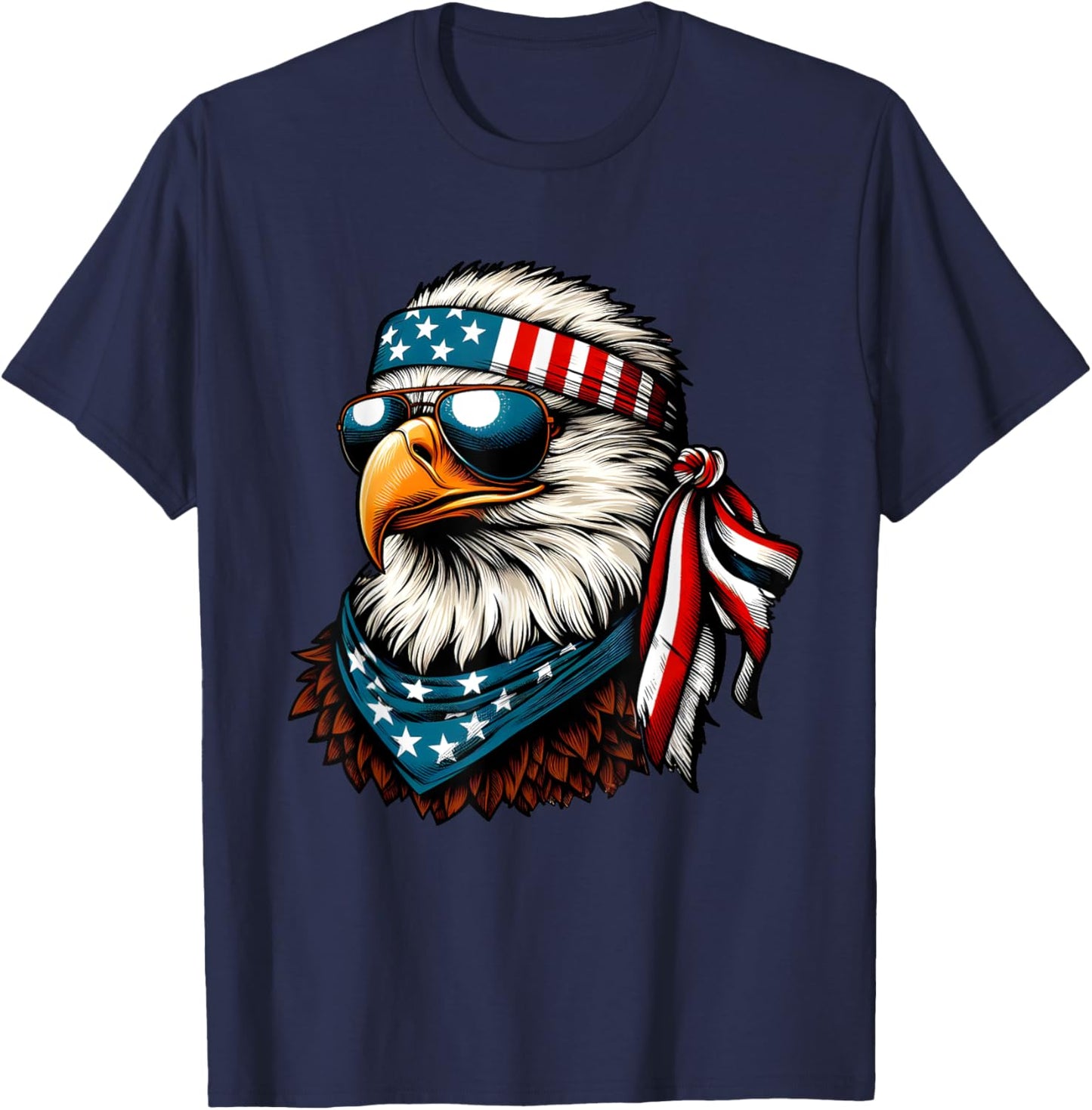 Eagle Mullet Patriotic 4th of July Patriot USA American Flag T-Shirt - T-Shirt | Navy