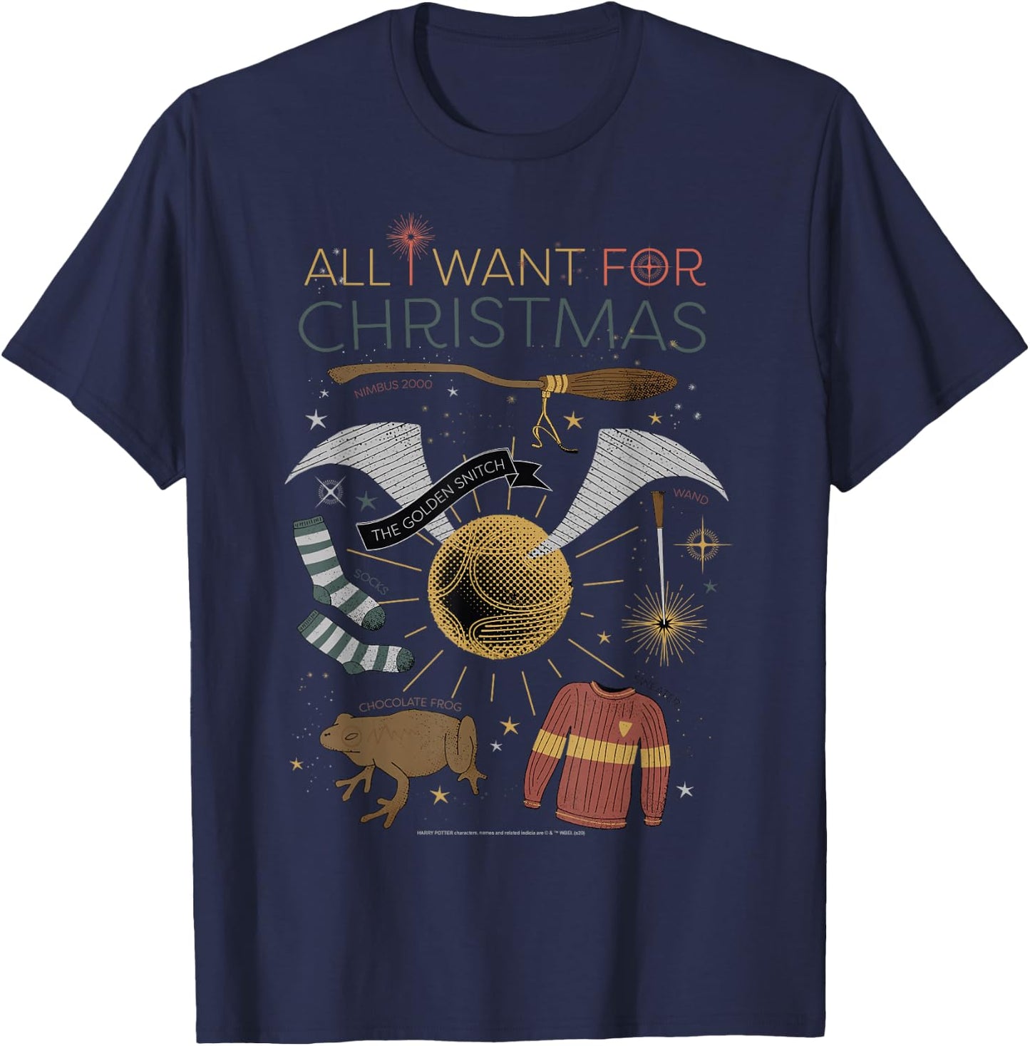 Harry Potter Christmas All I Want For Christmas Accessories T-Shirt - T-Shirt | Navy