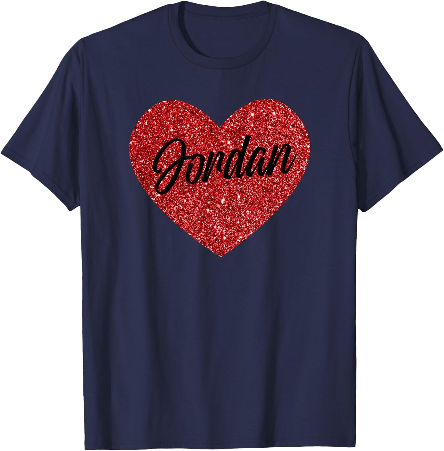 I Love Jordan Cute Jordan Red Heart for Valentine's Day T-Shirt - T-Shirt | Navy