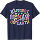 Happiest Memaw On Earth Family Trip Squad Groovy Grandma T-Shirt - T-Shirt | Navy
