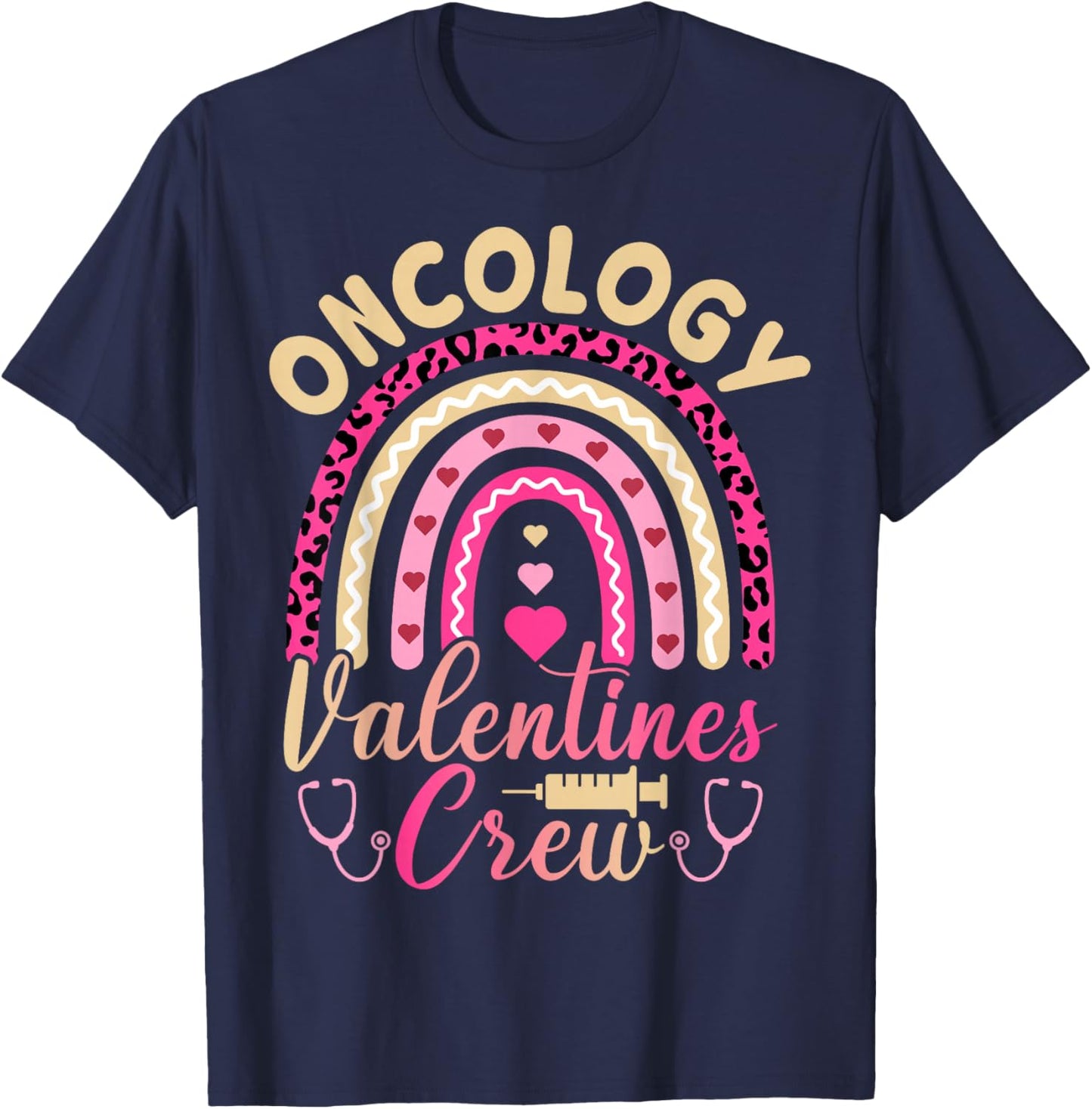 Oncology Valentines Crew - Oncology Nurse Valentine's Day T-Shirt - T-Shirt | Navy