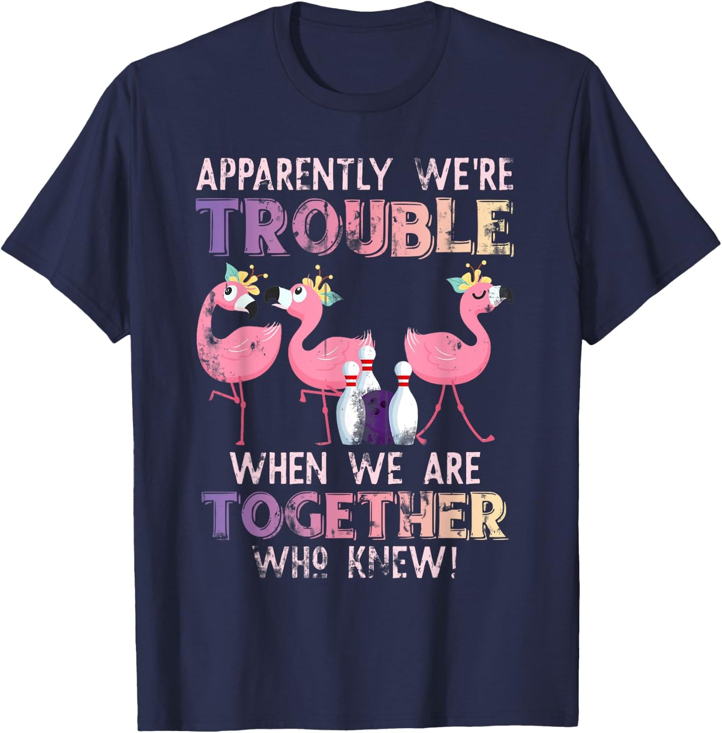 Funny Bowling Flamingo T-Shirt - T-Shirt | Navy