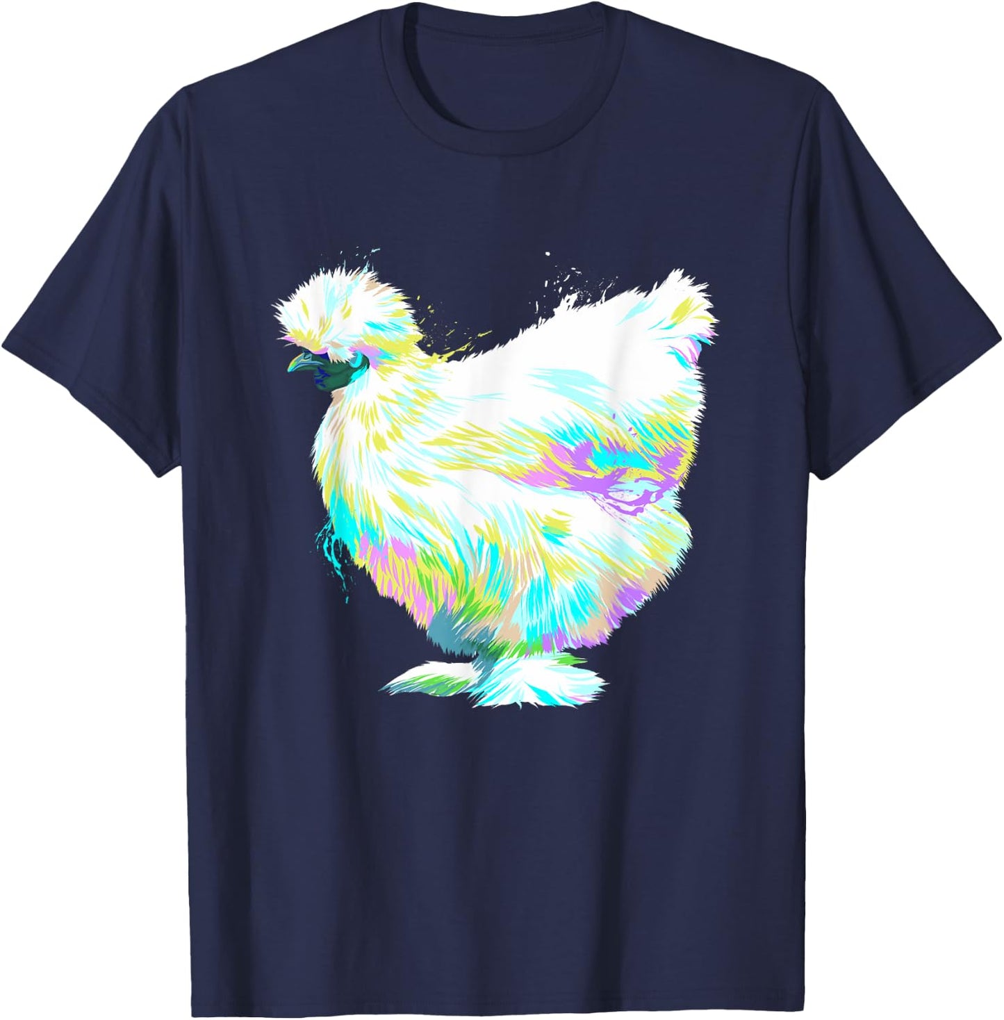 Colorful Splash Silkie Chicken T-Shirt - T-Shirt | Navy