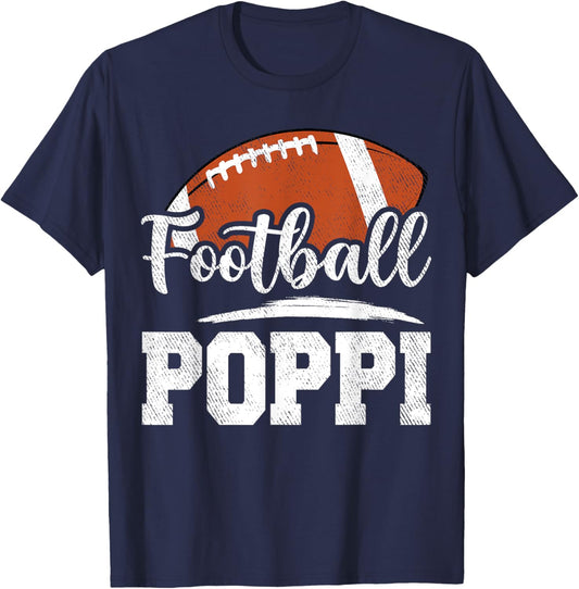 Football Poppi Football Player Game Day Father's Day T-Shirt - T-Shirt | Navy