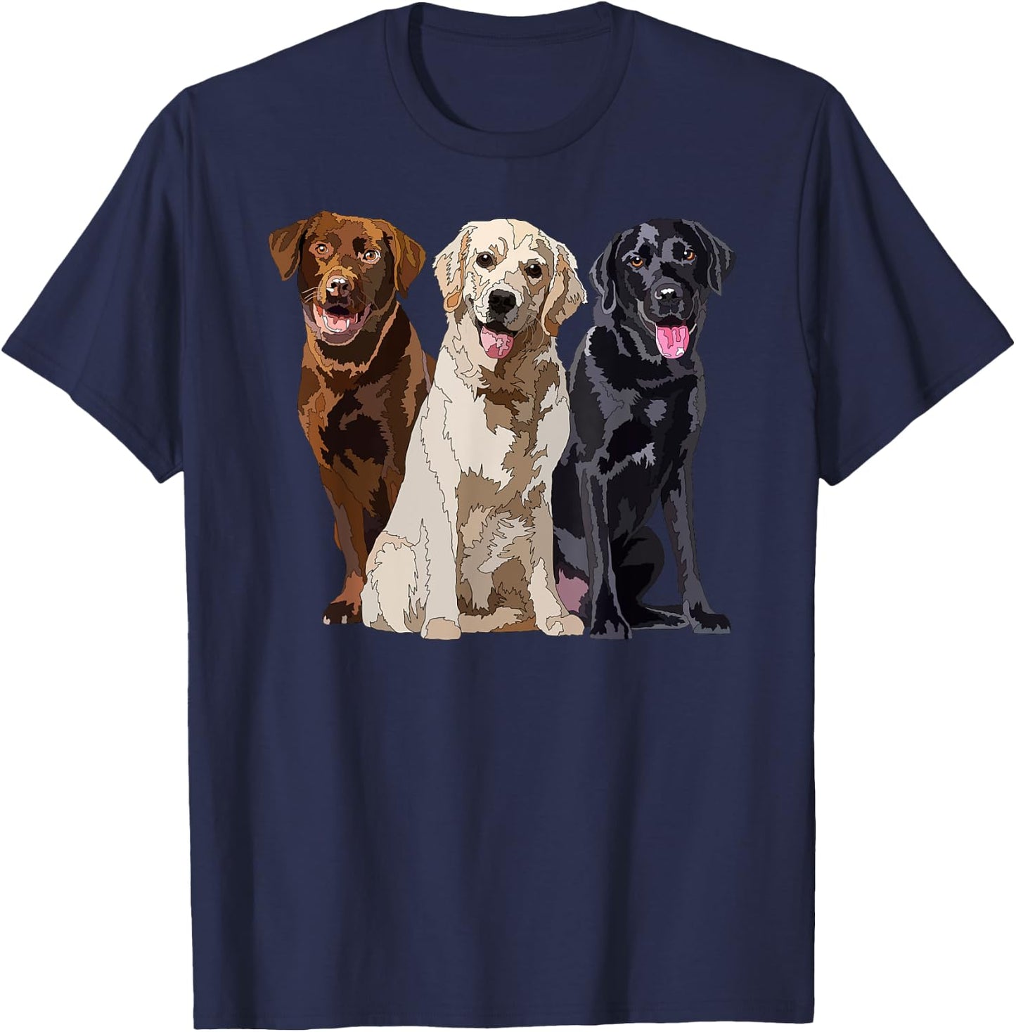 Happy Labrador Retriever Golden Black Brown Chocolate Lab T-Shirt - T-Shirt | Navy